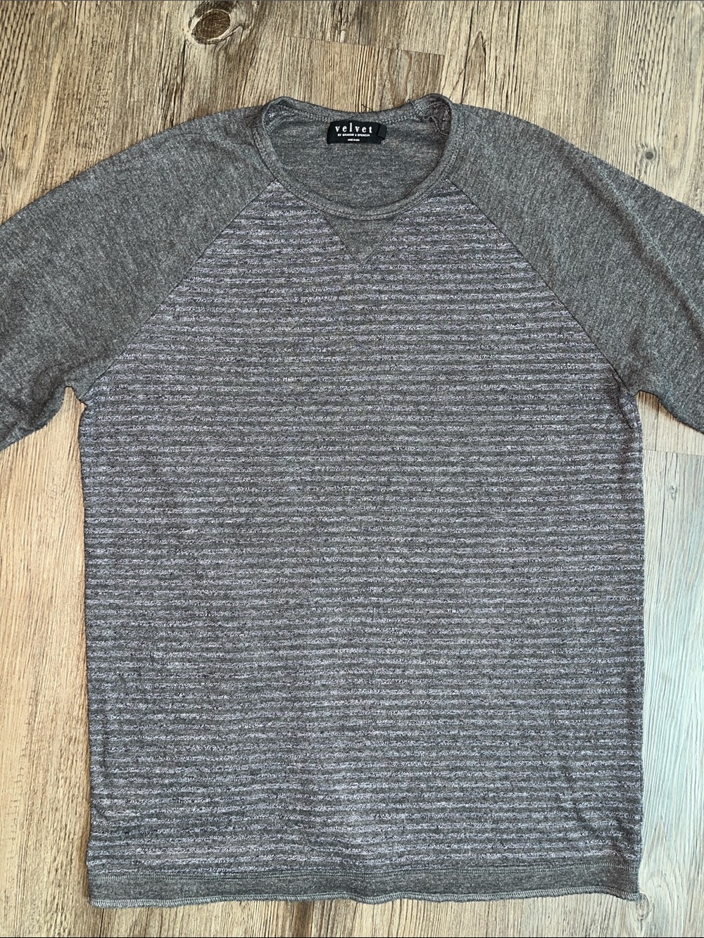 VELVET BY GRAHAM & SPENCER Striped Long-Sleeve Raglan Tee